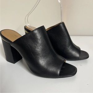 Calvin Klein Cicelle Black Leather Slip On Peep Toe High Heels Womens Size 8